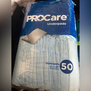 ProCare under-pads, for beds, wheelchairs, sofas, etc. 6 pkgs of 50=300 all $25